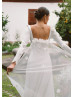 Ivory Satin Chic Wedding Dress With Detachable Tulle Train